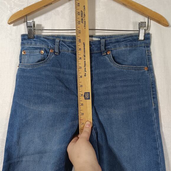 Levis Girls Jeans 14 Reg Cropped Wide Leg Raw Hem Blue Denim - Picture 8 of 16